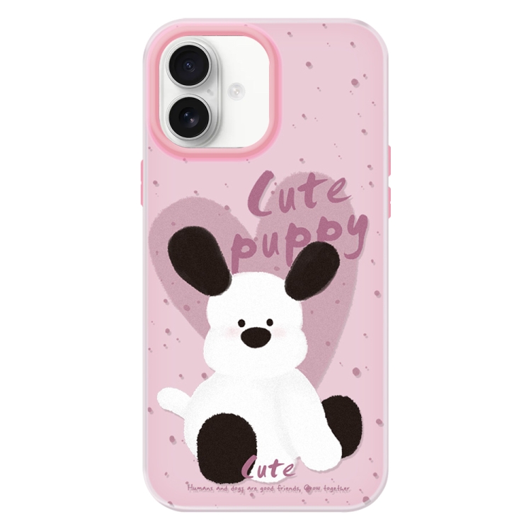 

For iPhone 16 Plus Skin Feeling Jelly TPU Hybrid PC Phone Case(Puppy Pillow Pink)