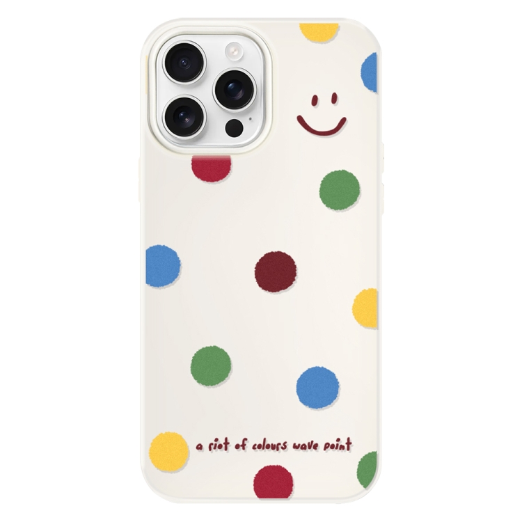 

For iPhone 15 Pro Max Skin Feeling Jelly TPU Hybrid PC Phone Case(Polka Dot Smile White)