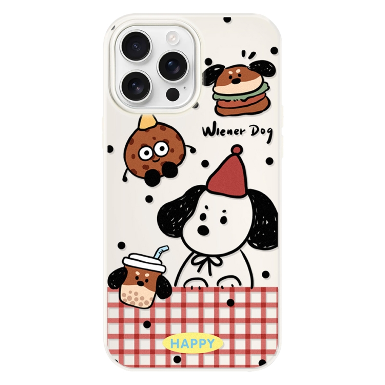 

For iPhone 15 Pro Skin Feeling Jelly TPU Hybrid PC Phone Case(Hamburger Dachshund Beige)