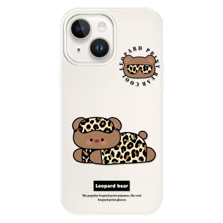 

For iPhone 15 Plus Skin Feeling Jelly TPU Hybrid PC Phone Case(Leopard Bear White)
