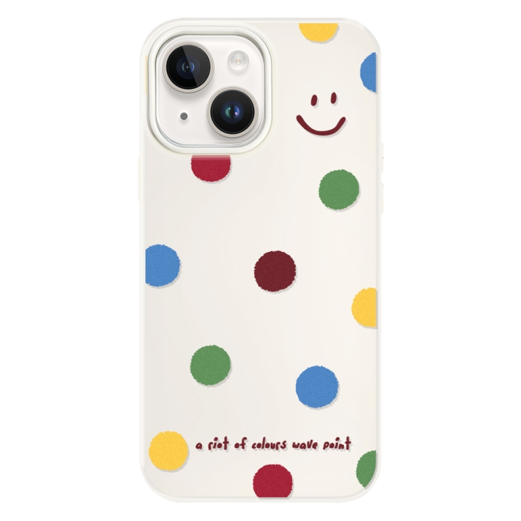 

For iPhone 15 Plus Skin Feeling Jelly TPU Hybrid PC Phone Case(Polka Dot Smile White)