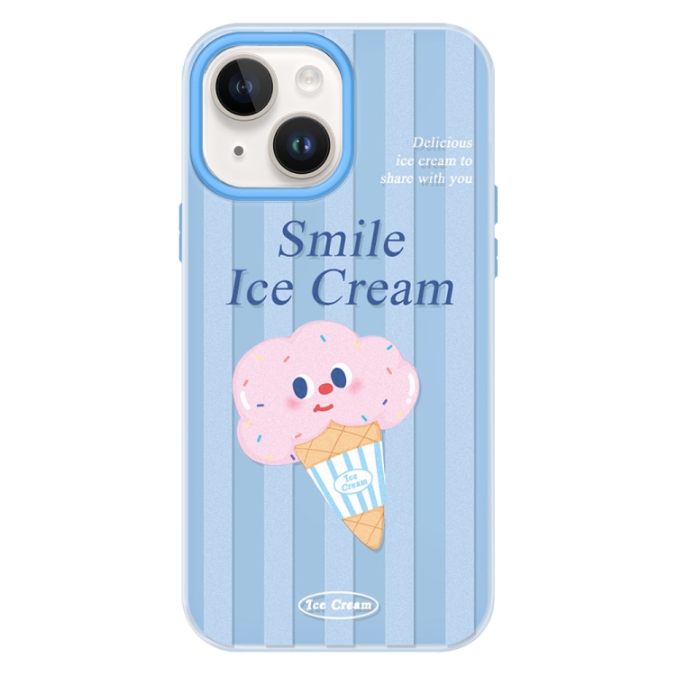 

For iPhone 14 Plus Skin Feeling Jelly TPU Hybrid PC Phone Case(Smiling Ice Cream Blue)