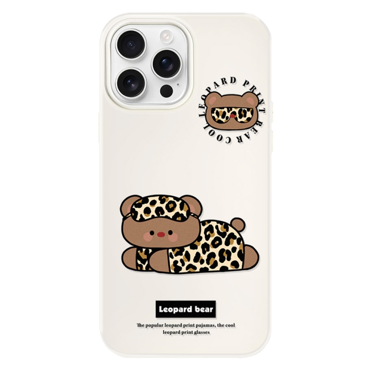 

For iPhone 14 Pro Skin Feeling Jelly TPU Hybrid PC Phone Case(Leopard Bear White)