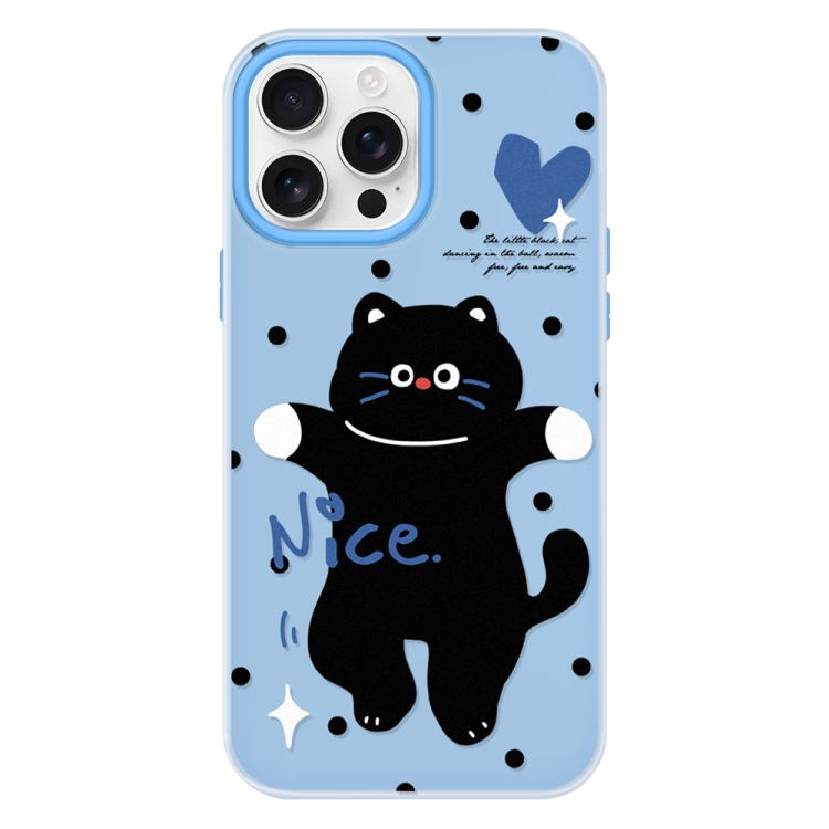 

For iPhone 14 Pro Max Skin Feeling Jelly TPU Hybrid PC Phone Case(Dancing Cat Blue)