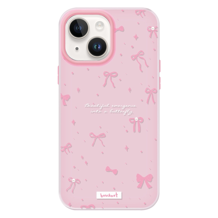 

For iPhone 13 Skin Feeling Jelly TPU Hybrid PC Phone Case(Love Bow Pink)