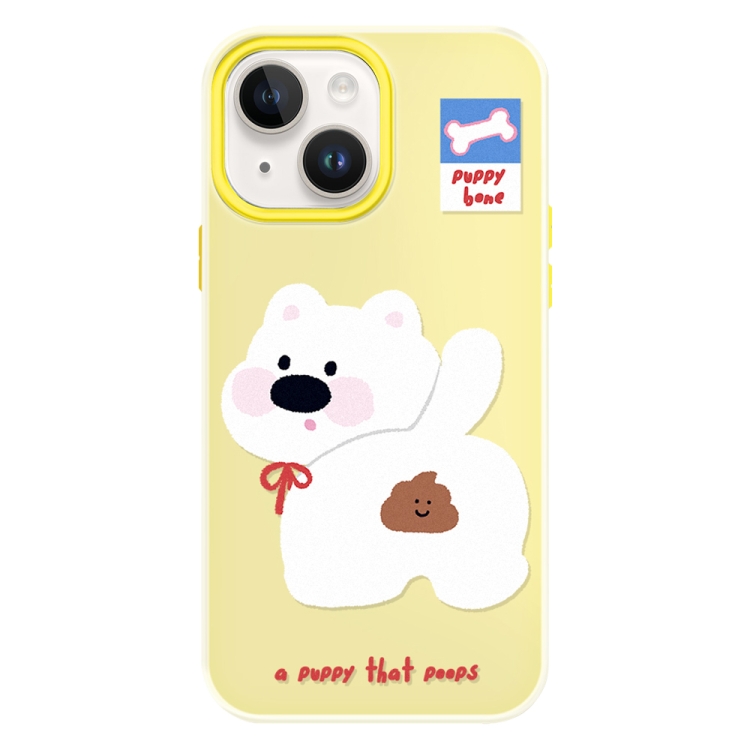 

For iPhone 13 Skin Feeling Jelly TPU Hybrid PC Phone Case(Pooping Puppy Yellow)