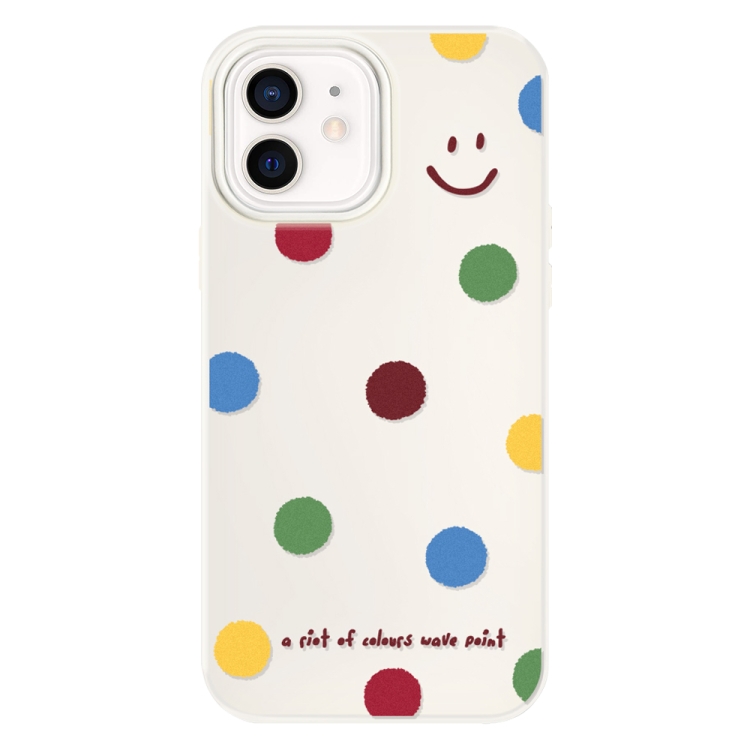 

For iPhone 11 Skin Feeling Jelly TPU Hybrid PC Phone Case(Polka Dot Smile White)