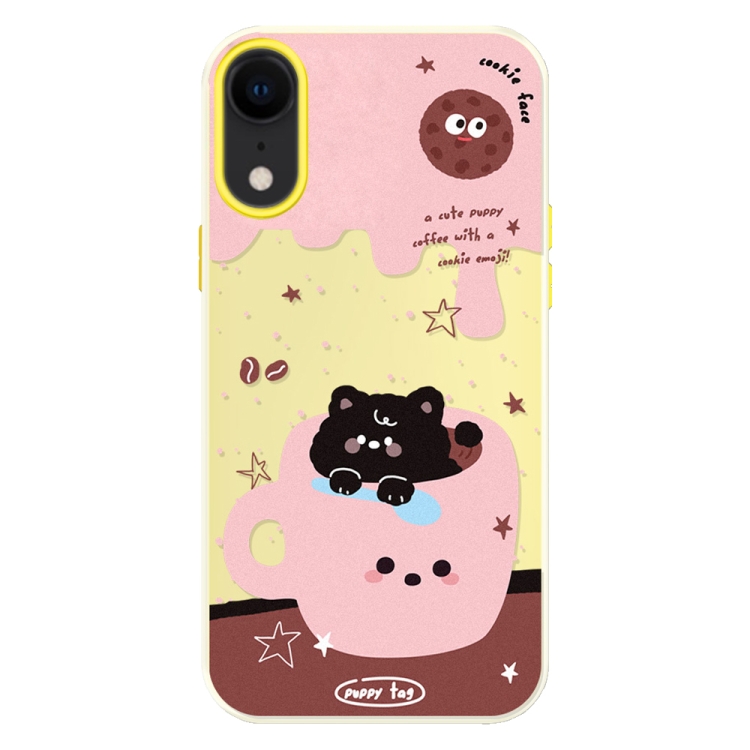 

For iPhone XR Skin Feeling Jelly TPU Hybrid PC Phone Case(Teacup Puppy Yellow)
