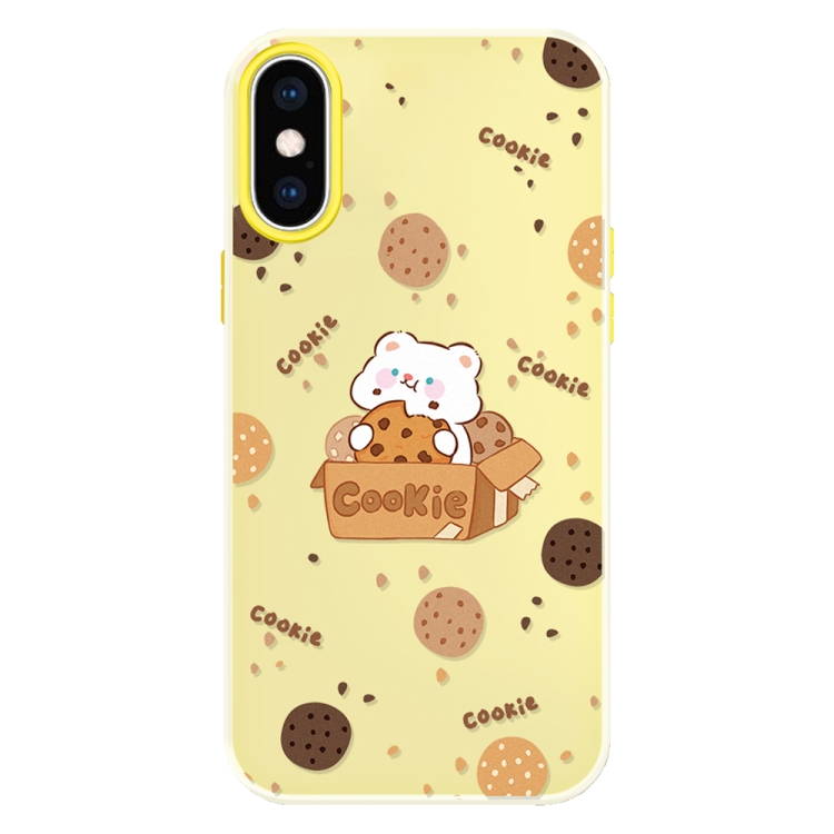 

For iPhone XS Max Skin Feeling Jelly TPU Hybrid PC Phone Case(Bear Cookies Yellow)