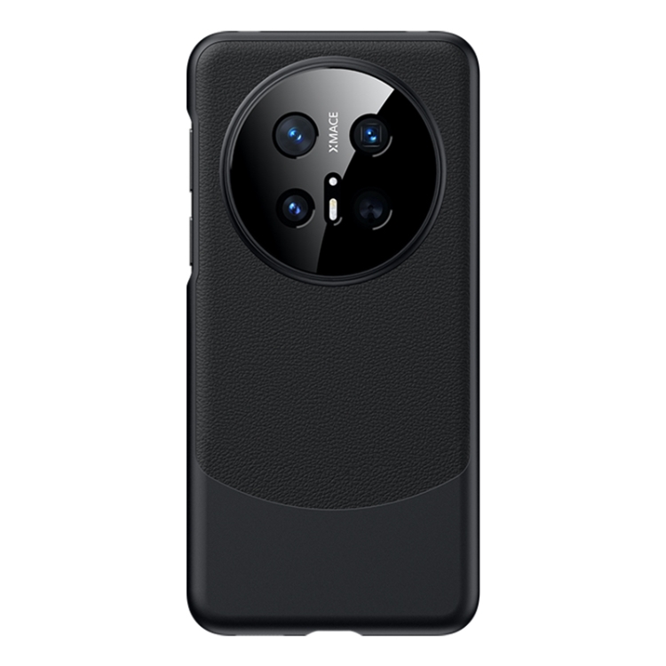 

For Huawei Mate 70 Pro Lens Protection PC Hybrid Plain Leather Phone Case(Black)