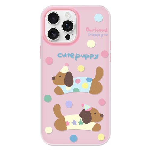 

For iPhone 16 Pro Skin Feeling Jelly TPU Hybrid PC Phone Case(Cute Puppy Pink)