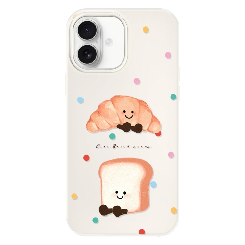 

For iPhone 16 Plus Skin Feeling Jelly TPU Hybrid PC Phone Case(Polka Dot Bread White)