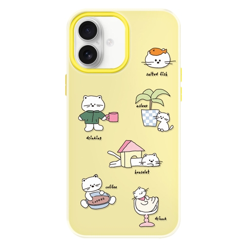 

For iPhone 16 Skin Feeling Jelly TPU Hybrid PC Phone Case(Daze Cat Yellow)