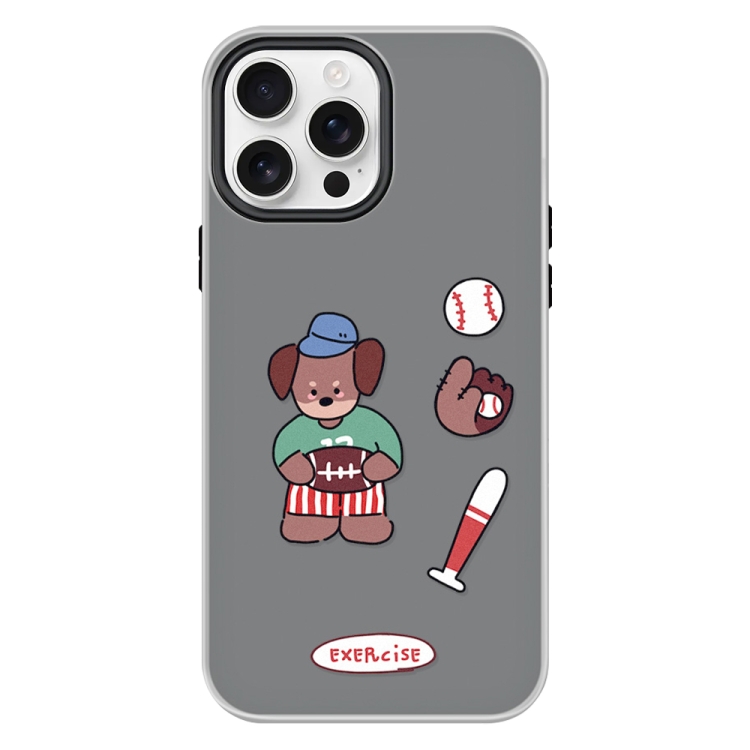 

For iPhone 15 Pro Max Skin Feeling Jelly TPU Hybrid PC Phone Case(Baseball Brown Dog Black)