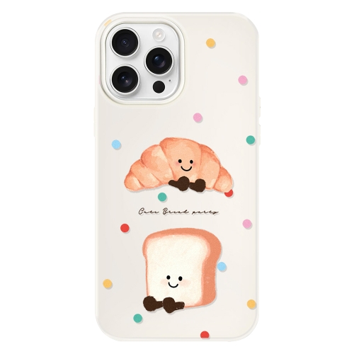 

For iPhone 15 Pro Max Skin Feeling Jelly TPU Hybrid PC Phone Case(Polka Dot Bread White)