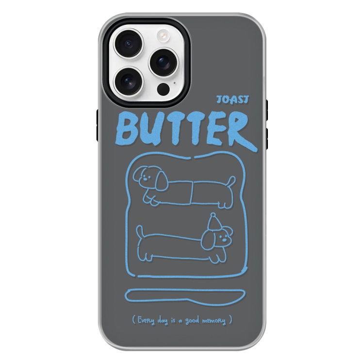 

For iPhone 15 Pro Max Skin Feeling Jelly TPU Hybrid PC Phone Case(Bread Line Dog Black)