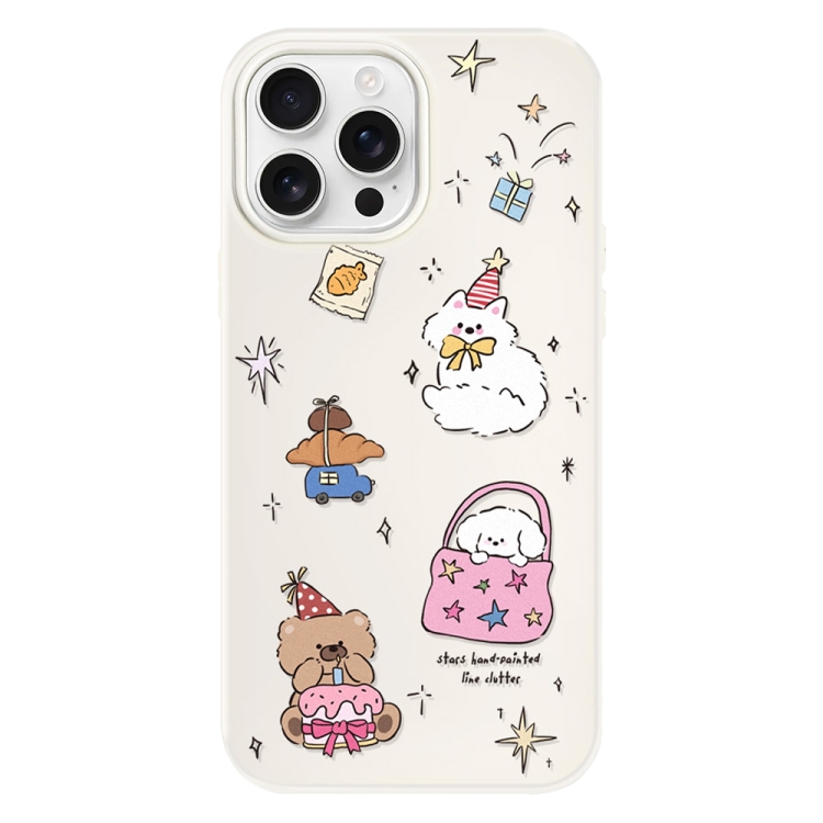 

For iPhone 15 Pro Skin Feeling Jelly TPU Hybrid PC Phone Case(Star Shine Small Object White)