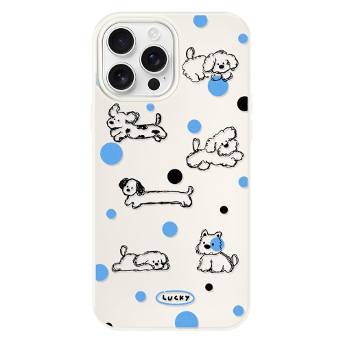 

For iPhone 15 Pro Skin Feeling Jelly TPU Hybrid PC Phone Case(Polka Dot Puppy White)