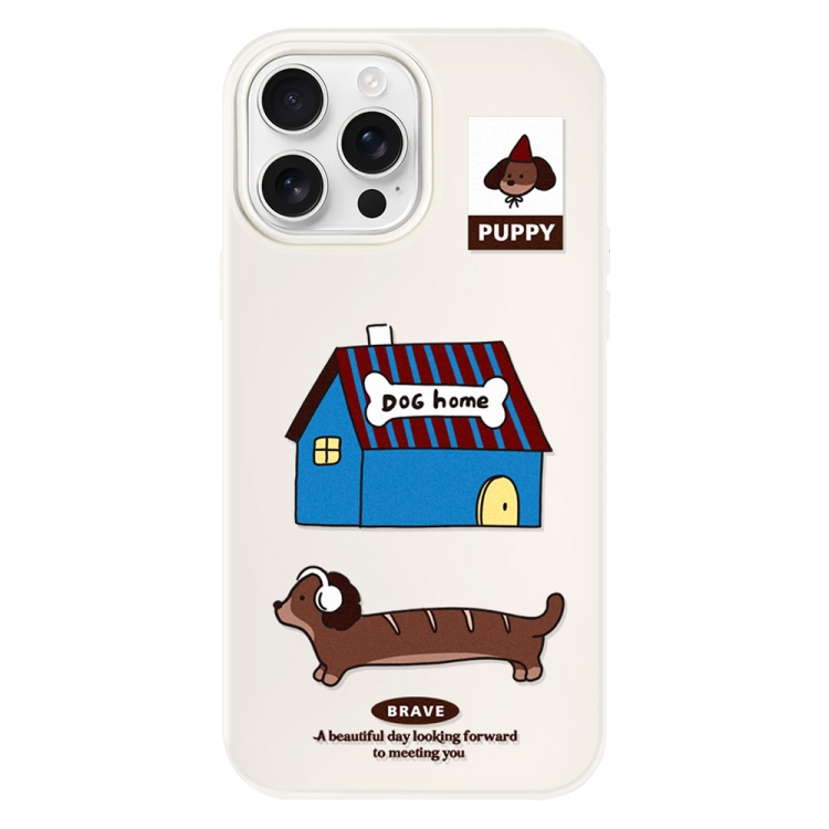 

For iPhone 15 Pro Skin Feeling Jelly TPU Hybrid PC Phone Case(Dog House White)