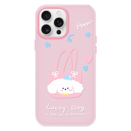 

For iPhone 15 Pro Skin Feeling Jelly TPU Hybrid PC Phone Case(Dog Tote Bag Pink)