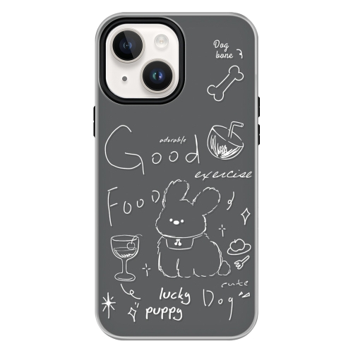 

For iPhone 15 Skin Feeling Jelly TPU Hybrid PC Phone Case(Doodle Puppy Black)