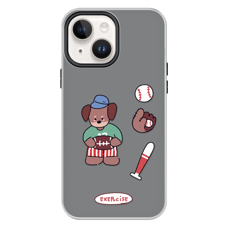 

For iPhone 14 Skin Feeling Jelly TPU Hybrid PC Phone Case(Baseball Brown Dog Black)