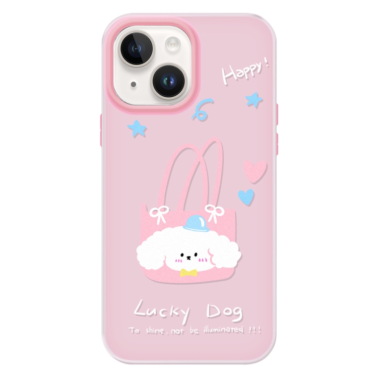 

For iPhone 14 Skin Feeling Jelly TPU Hybrid PC Phone Case(Dog Tote Bag Pink)