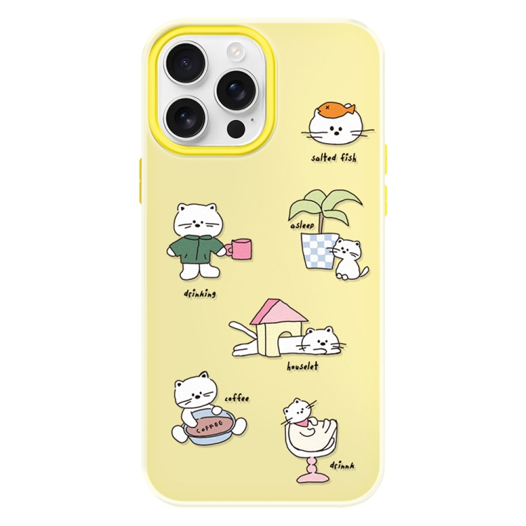 

For iPhone 14 Pro Skin Feeling Jelly TPU Hybrid PC Phone Case(Daze Cat Yellow)