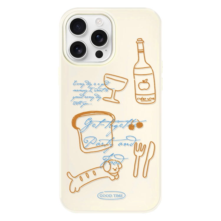 

For iPhone 14 Pro Max Skin Feeling Jelly TPU Hybrid PC Phone Case(Party Line Dog White)