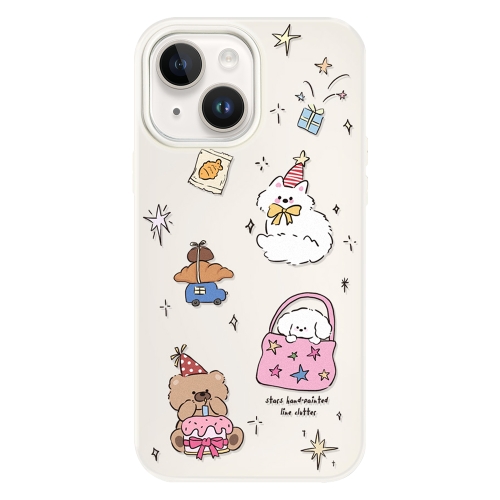 

For iPhone 13 Skin Feeling Jelly TPU Hybrid PC Phone Case(Star Shine Small Object White)