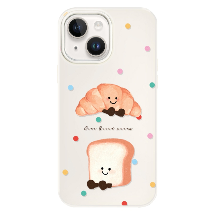 

For iPhone 13 Skin Feeling Jelly TPU Hybrid PC Phone Case(Polka Dot Bread White)
