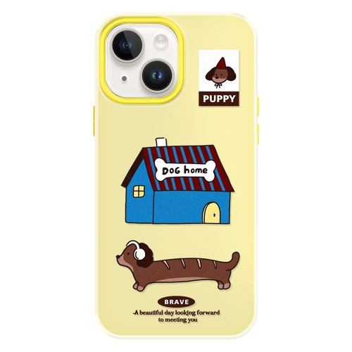 

For iPhone 13 Skin Feeling Jelly TPU Hybrid PC Phone Case(Dog House Yellow)