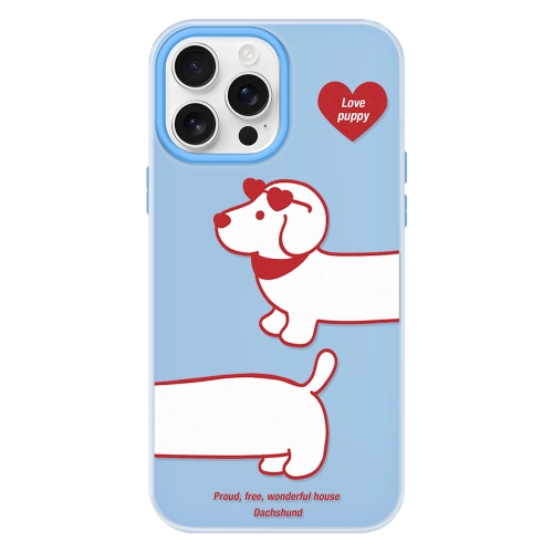 

For iPhone 11 Pro Max Skin Feeling Jelly TPU Hybrid PC Phone Case(Love Dachshund Blue)