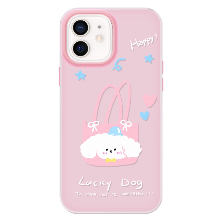 

For iPhone 11 Skin Feeling Jelly TPU Hybrid PC Phone Case(Dog Tote Bag Pink)