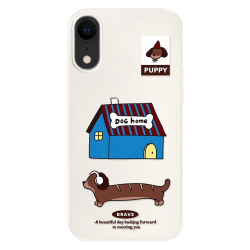 

For iPhone XR Skin Feeling Jelly TPU Hybrid PC Phone Case(Dog House White)