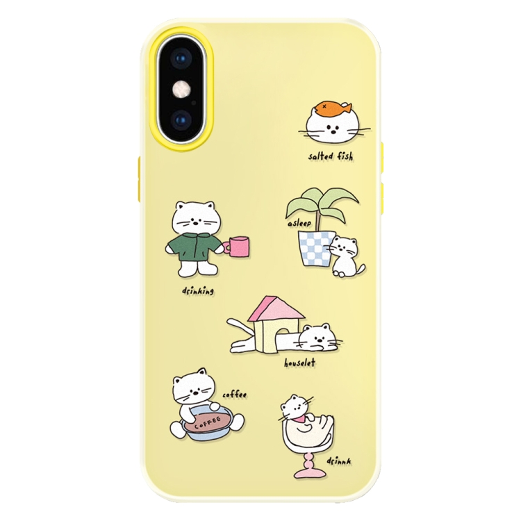 

For iPhone XS Max Skin Feeling Jelly TPU Hybrid PC Phone Case(Daze Cat Yellow)