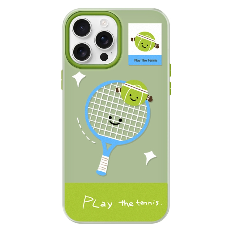 

For iPhone 16 Pro Skin Feeling Jelly TPU Hybrid PC Phone Case(Play Tennis Green)