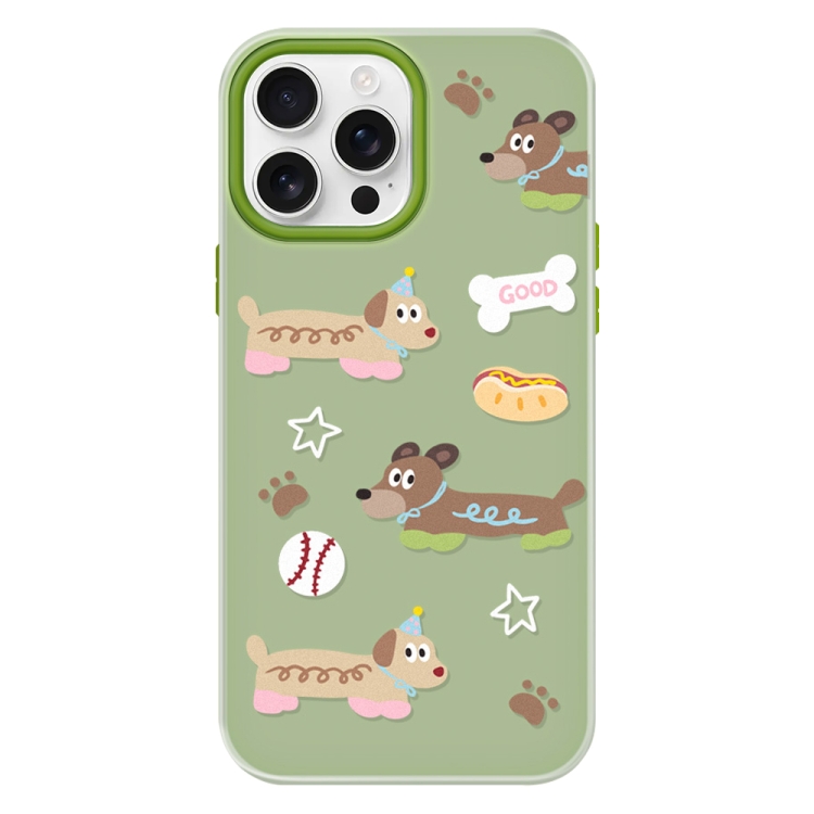 

For iPhone 16 Pro Skin Feeling Jelly TPU Hybrid PC Phone Case(Long Dog Green)