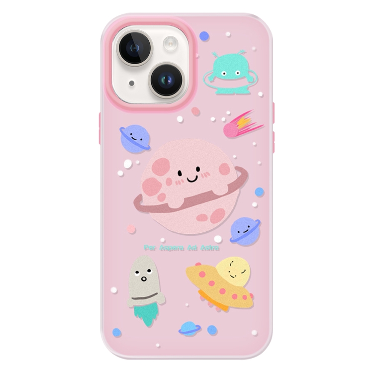 

For iPhone 15 Plus Skin Feeling Jelly TPU Hybrid PC Phone Case(Planet Pink)