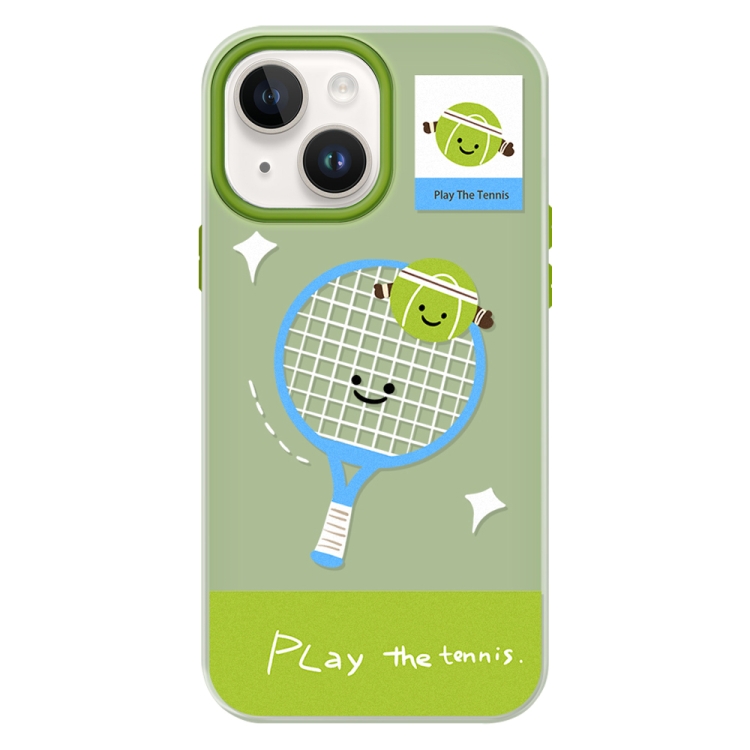 

For iPhone 14 Plus Skin Feeling Jelly TPU Hybrid PC Phone Case(Play Tennis Green)