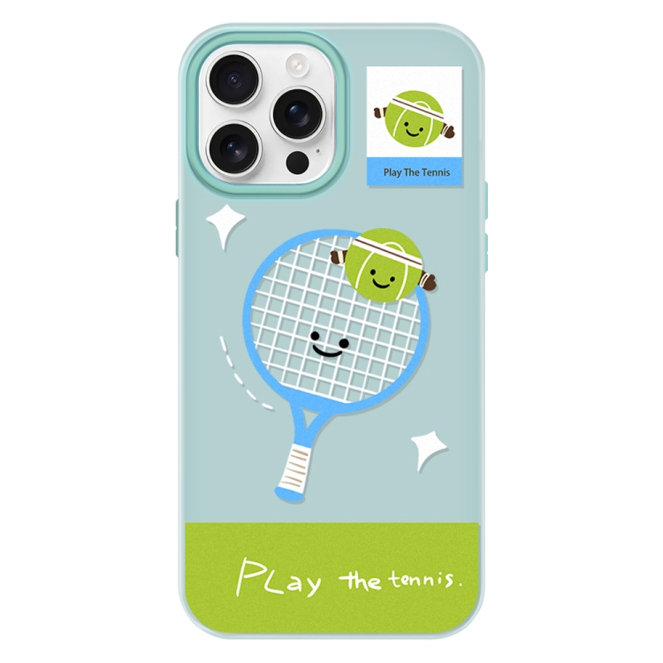 

For iPhone 14 Pro Max Skin Feeling Jelly TPU Hybrid PC Phone Case(Play Tennis Light Green)