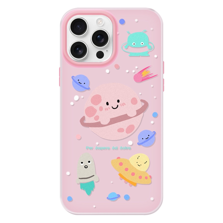

For iPhone 14 Pro Max Skin Feeling Jelly TPU Hybrid PC Phone Case(Planet Pink)