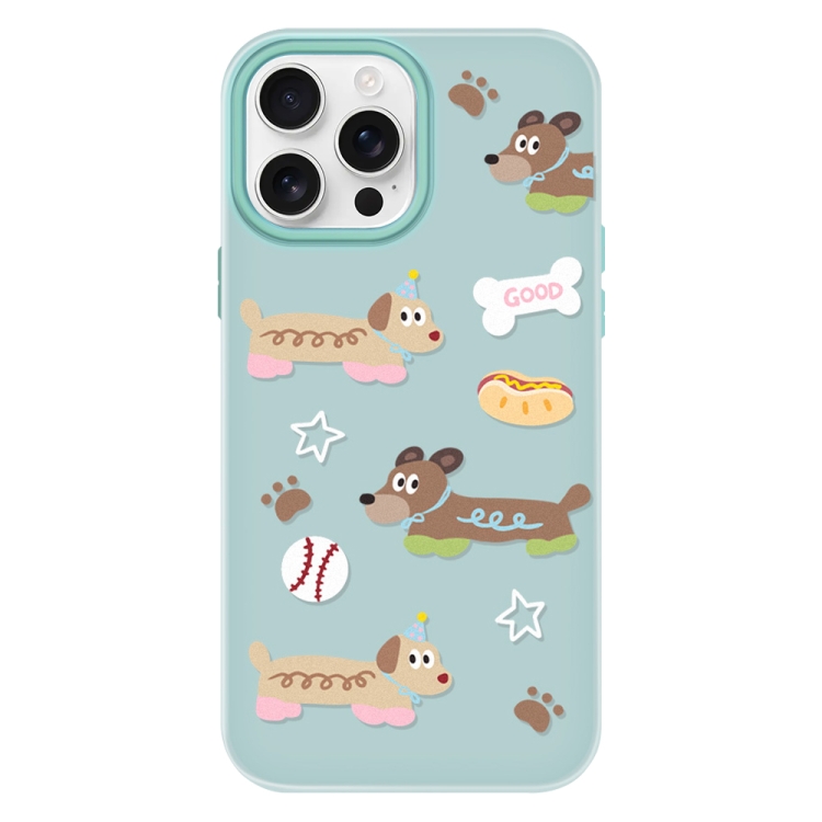 

For iPhone 13 Pro Skin Feeling Jelly TPU Hybrid PC Phone Case(Long Dog Light Green)