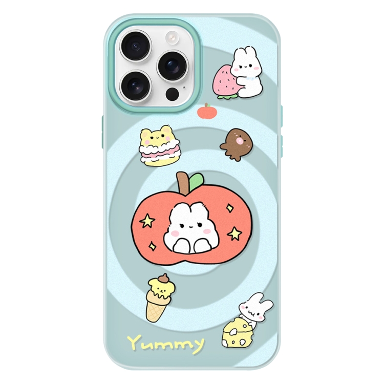 

For iPhone 13 Pro Skin Feeling Jelly TPU Hybrid PC Phone Case(Apple Rabbit Yellow Light Green)