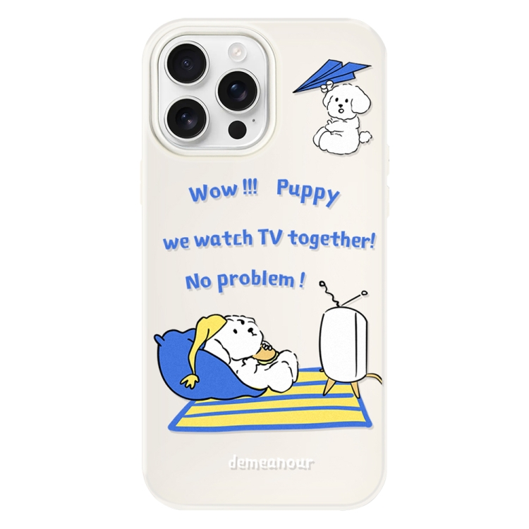 

For iPhone 11 Pro Max Skin Feeling Jelly TPU Hybrid PC Phone Case(TV Dog Beige)