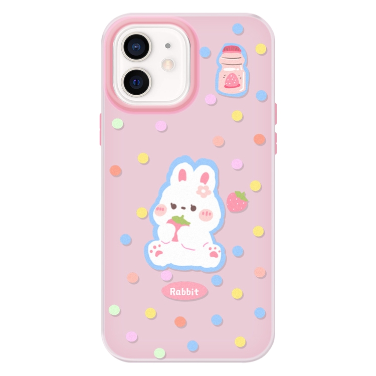 

For iPhone 11 Skin Feeling Jelly TPU Hybrid PC Phone Case(Polka Dot Rabbit Pink)
