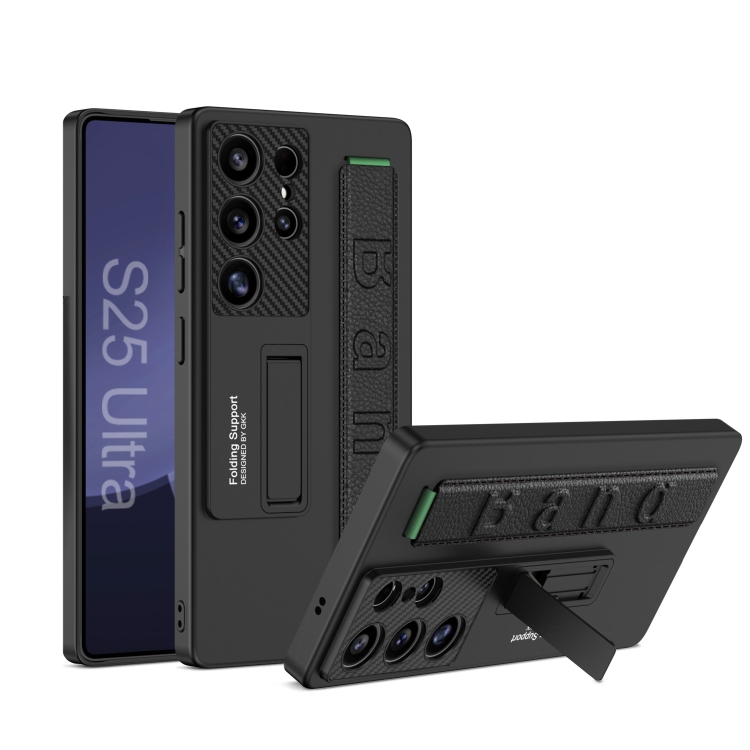 

For Samsung Galaxy S25 Ultra 5G GKK Ultra-thin Wristband Shockproof Phone Case with Holder(Black)