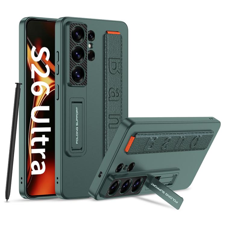 

For Samsung Galaxy S26 Ultra 5G GKK Ultra-thin Wristband Shockproof Phone Case with Holder(Forest Green)