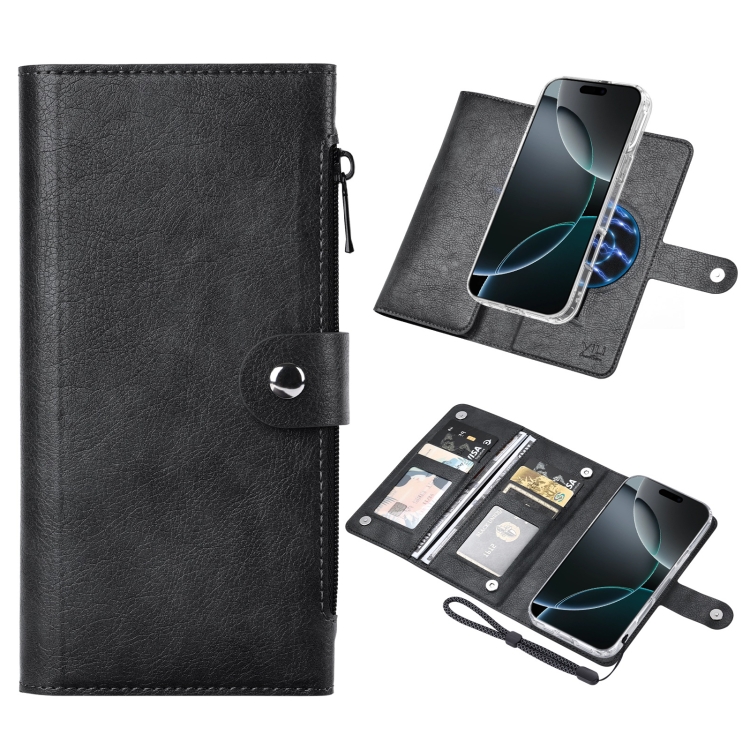 

For iPhone 16 Pro Max ViLi GVS-C Series MagSafe Magnetic RFID Leather Flip Phone Case(Black)
