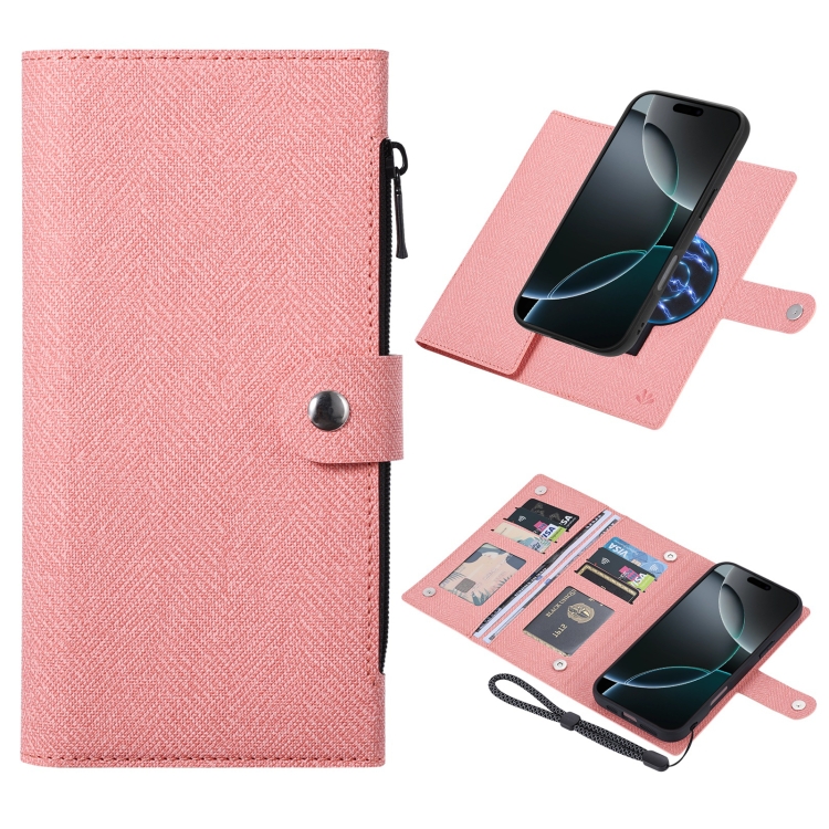 

For iPhone 16 Pro Max ViLi GBS Series MagSafe Magnetic RFID Leather Flip Phone Case(Pink)